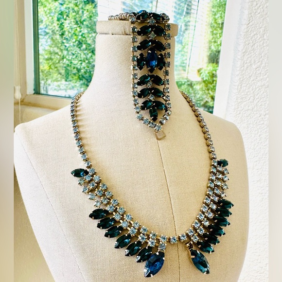 Vintage Blue Rhinestone Bracelet Set - Picture 14 of 15